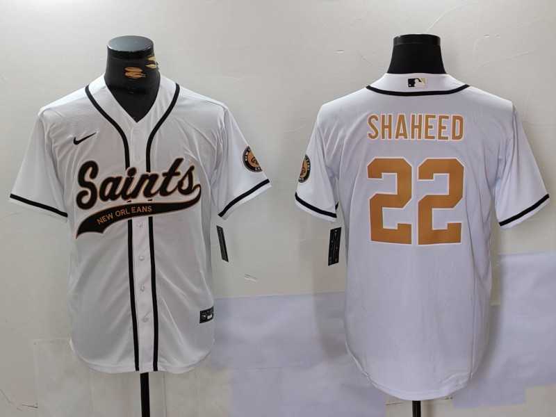 Men%27s New Orleans Saints #22 Rashid Shaheed White Cool Base Stitched Baseball Jersey